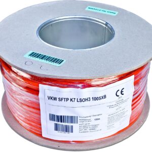 Wirewin Verlegekabel: S/FTP, 100m, orange Cat.7, AWG23, LSOH3, 1000Mhz, Cca s1a d1 a1