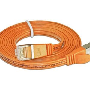 SLIM Slimpatchkabel 15m, Orange, Cat.6 Flach, STP geschirmt