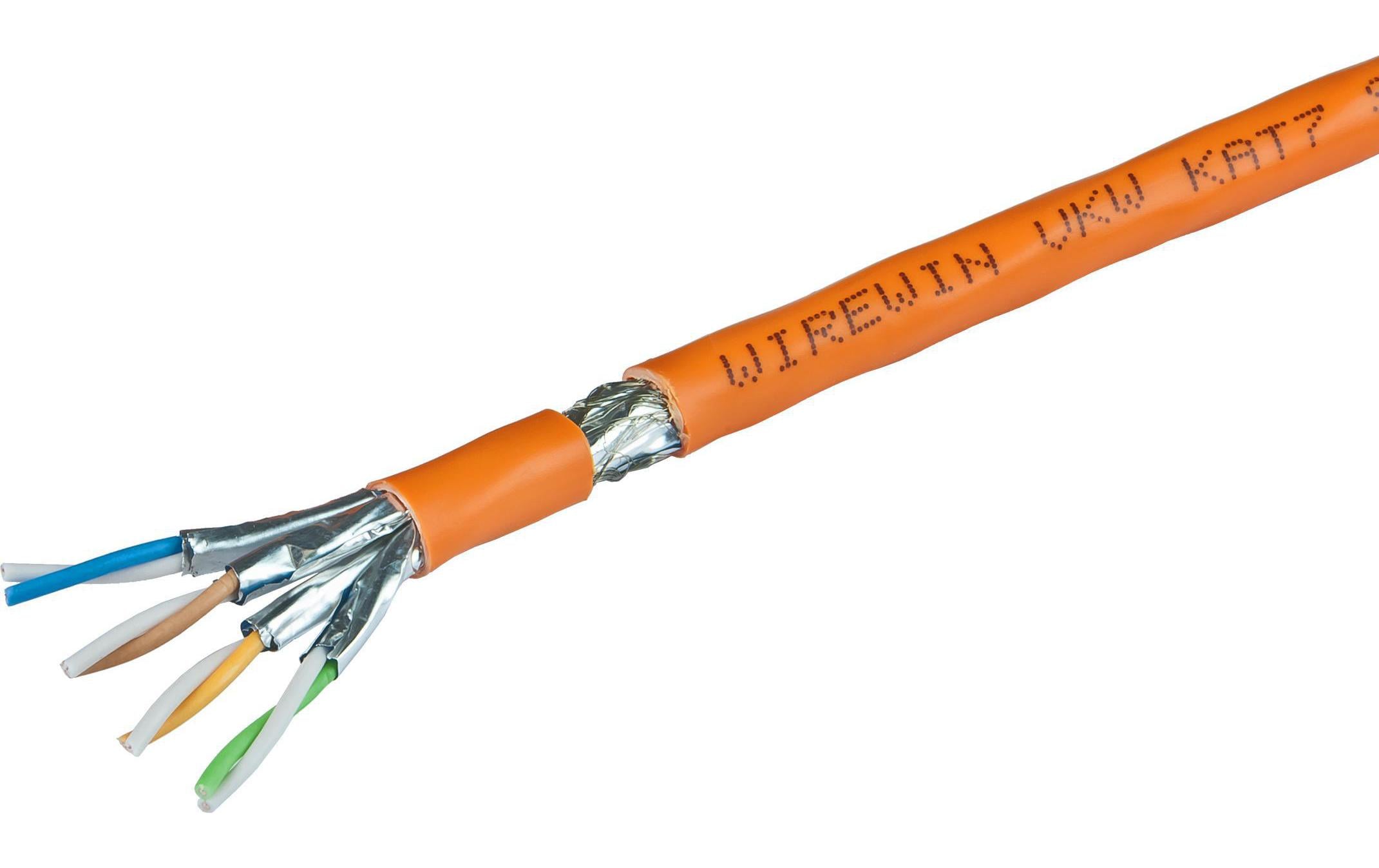 Wirewin Verlegekabel: S/FTP, 1km, orange Cat.7, AWG23, LSOH3, 1000Mhz, Cca s1a d1 a1