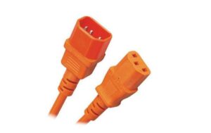 Verlängerungs-Netzkabel 230V: 0.5 Meter Kaltgerätestecker, orange